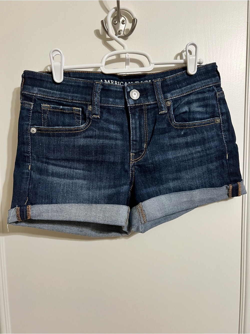 American Eagle Outfitters Dark Wash Denim Jean Shorts - Women's Cuffed Shorts